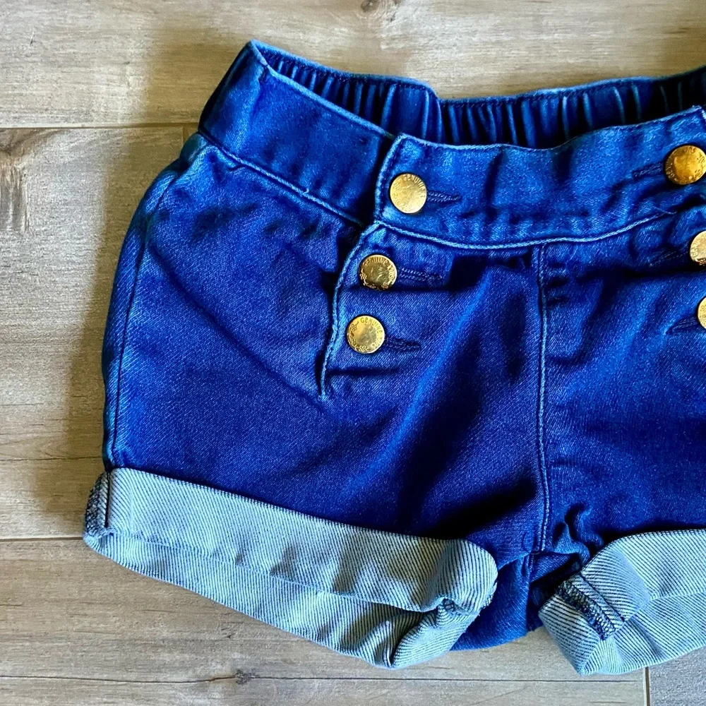 OshKosh Sailor Button Front Stretch Denim Shorts with Cuffed Hem